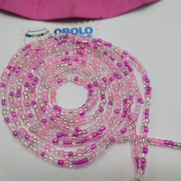 Pink Belly Beads, Waist Beads for Weight loss,  Tie on Waist Beads