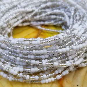 White Tie on Waist Beads, Belly Chain, Body Jewelry