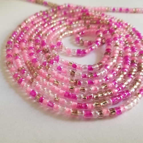 Pink Waist Beads Tie on Waist Beads Waist Beads for Weight Etsy