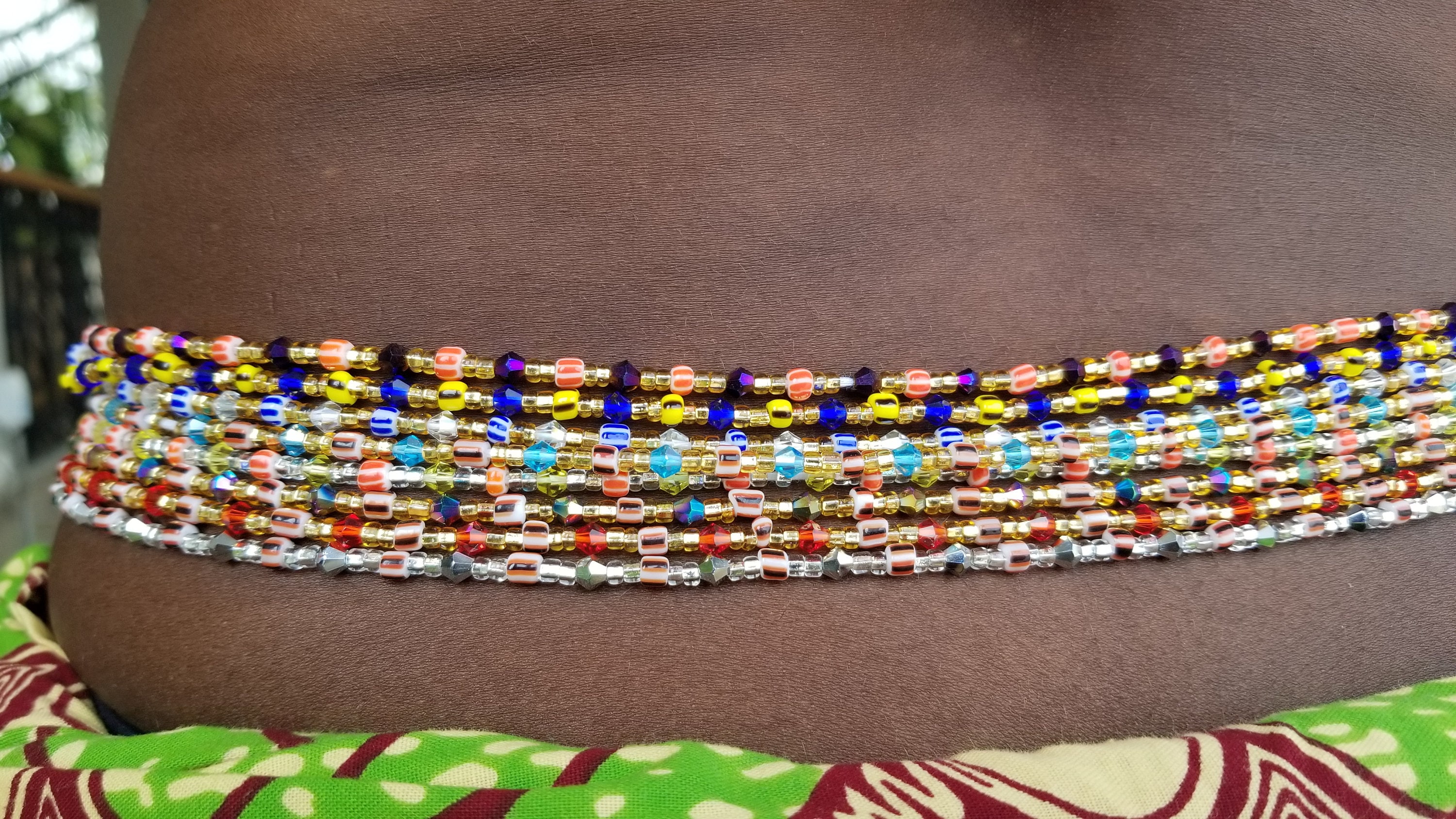 African Clasp Waist Bead, Plus Tie on Belly Chain, Women Jewelry