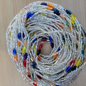Clear Bi-cone Belly Chain, Plus Waist Beads