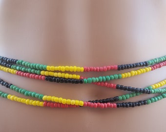 African Waist Beads, Stretch Belly Chain Jewelry, Tie On Waist Beads