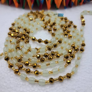 Gold Glow In The Dark Belly Chain, Clasp Waist Beads, Tie on Women Beads