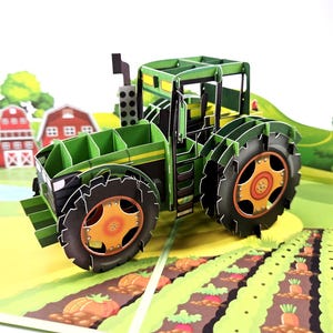 3D Pop-Up Tractor Card | Handmade Farm Scene Greeting | Perfect for Kids, Farmers or Birthday | 15x20cm with Envelope & Sleeve