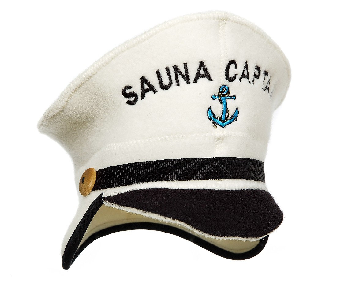 Gorro de sauna de fieltro de lana con el logotipo del capitán de sauna bordado