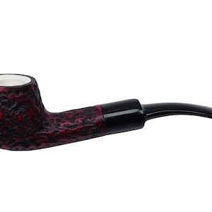 M. Gasparini Meerschaum-Lined Briar Tobacco Pipe, Bent, Rusticated Red/Black, 125 mm (4.9&quot;), 36 g – Handmade in Italy, No Filter