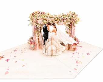 3D Wedding Card | Handmade Rose Arch Bride and Groom (13x18cm)