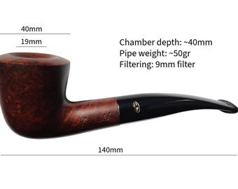 Pipa da tabacco M. Gasparini in radica di Bristol, realizzata a mano in Italia con filtro da 9 mm.