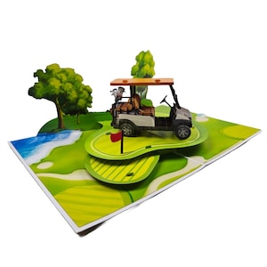 3D Pop-Up Golf Card: Laser Cut Golf Cart Scene