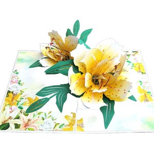 Handgemaakte 3D pop-up bloemboeket verjaardagswenskaart Milieuvriendelijke envelop van 15 x 20 cm inbegrepen