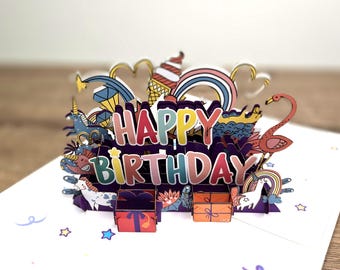 thumbnail interactive-video image 1 of Unicorn 3D Pop-Up Birthday Card For Kids - Magical Pop Up Design For Girls 1 of 3