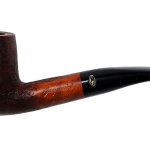 Gasparini Briar Pipe | Handmade Semi Bent Billiard Style | Tobacco Pipe with Pouch | Rustic Finish