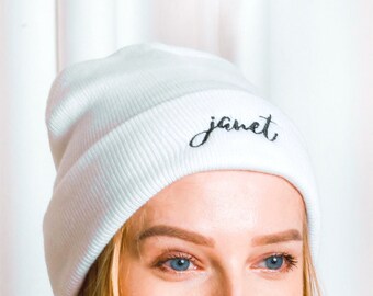 Many Colors Custom Name Embroidered Beanie • Personalized Beanie Cap Embroidery Logo Winter Hat • Bachelorette Beanie • Small Business Merch