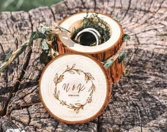 Custom Wedding Ring Box • Personalized Wooden Ring Box • Ring Bearer Box • Engagement Wood Ring Holder, Engraved Ring Box, Anniversary Gift