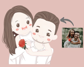 Custom Cartoon Portrait • Vector Cute • Custom Drawing • Personalized Portrait • Couple Portrait • Family Portrait Digital Portrait