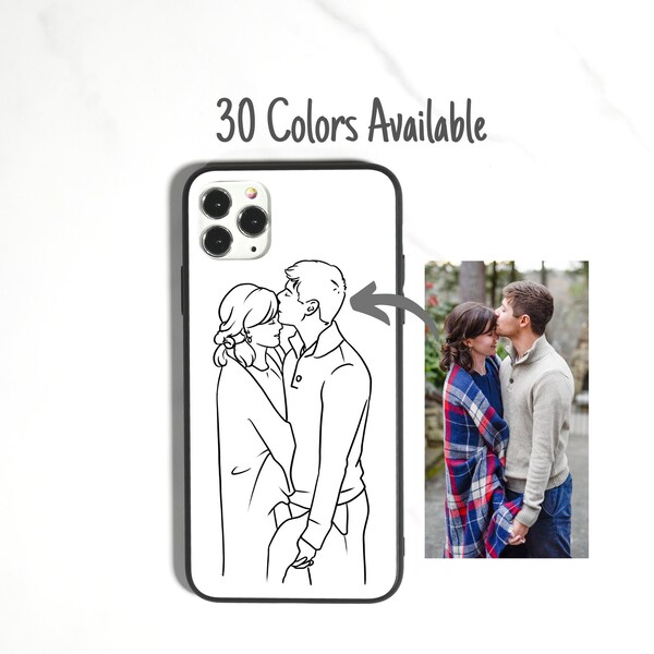 Custom Portrait Line Drawing Phone Case • Personalized Single Line Art Phone Case • Portrait Drawing • iPhone Samsung • Valentines Day Gift