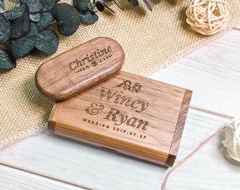 USB Flash Drive with Box Walnut • Custom usb Box • Personalized Wooden USB • Photo usb • USB Drive Stick