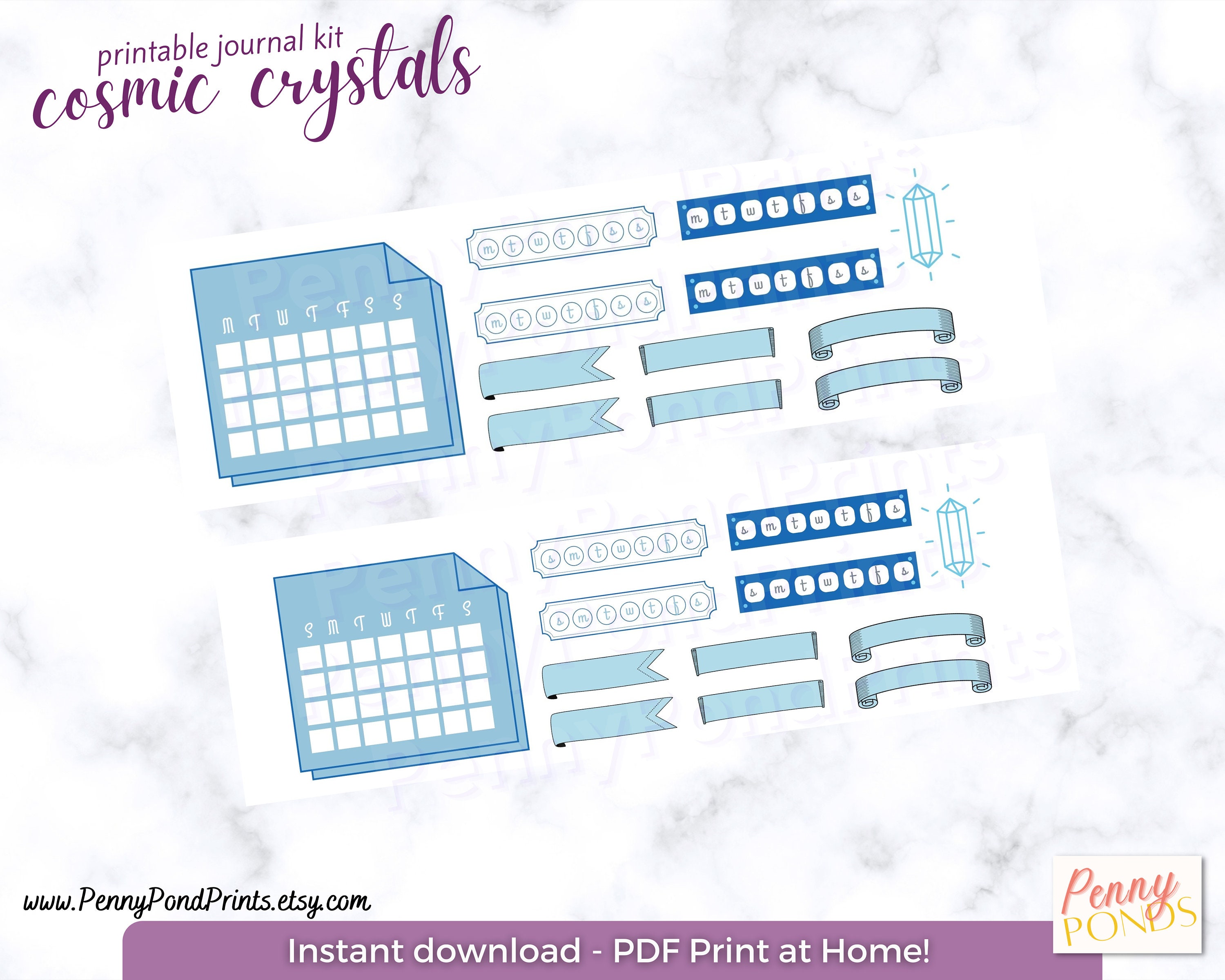 Cosmic Crystals Printable Kit for Bullet Journal, Planners, Junk ...