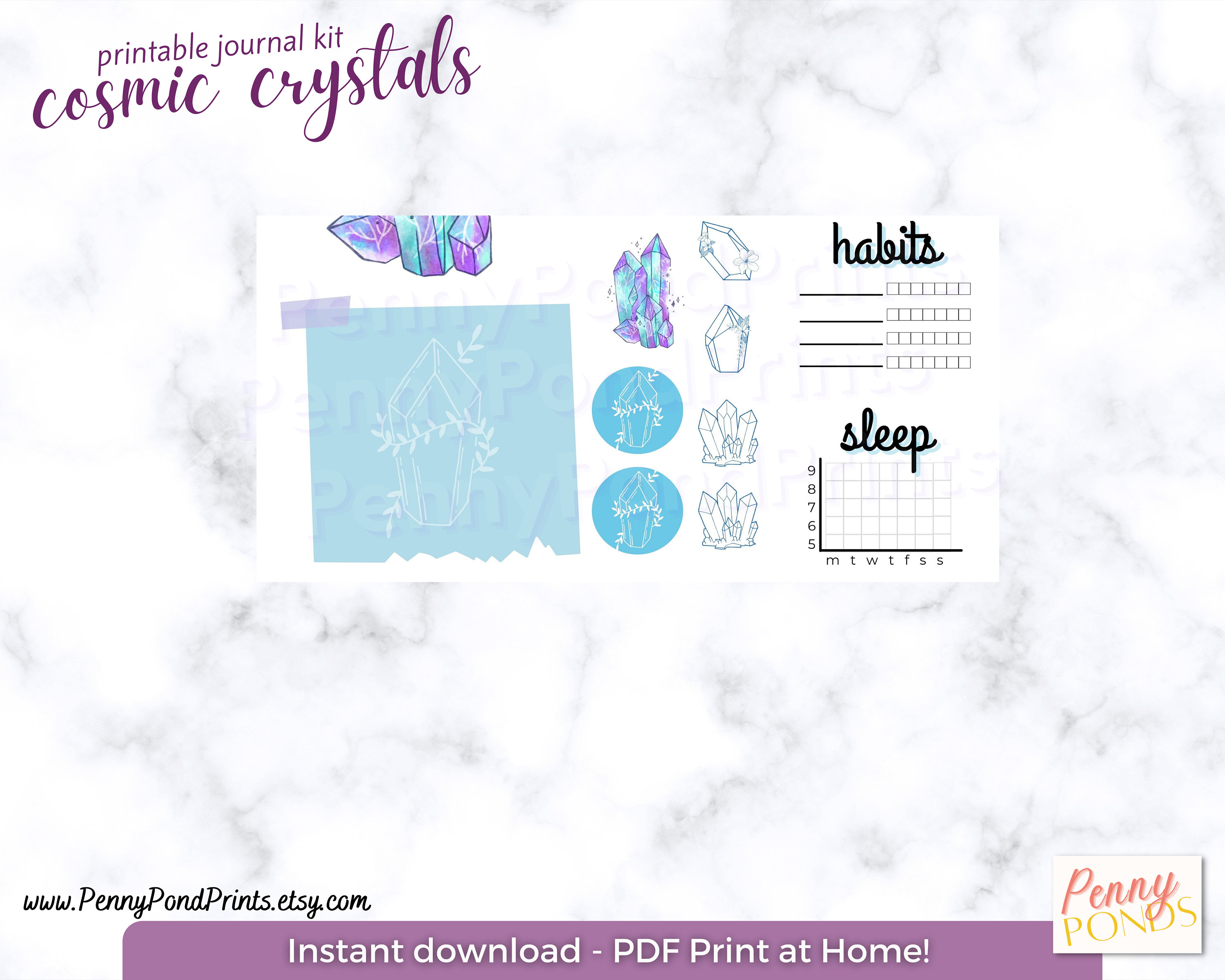 Cosmic Crystals Printable Kit for Bullet Journal, Planners, Junk ...