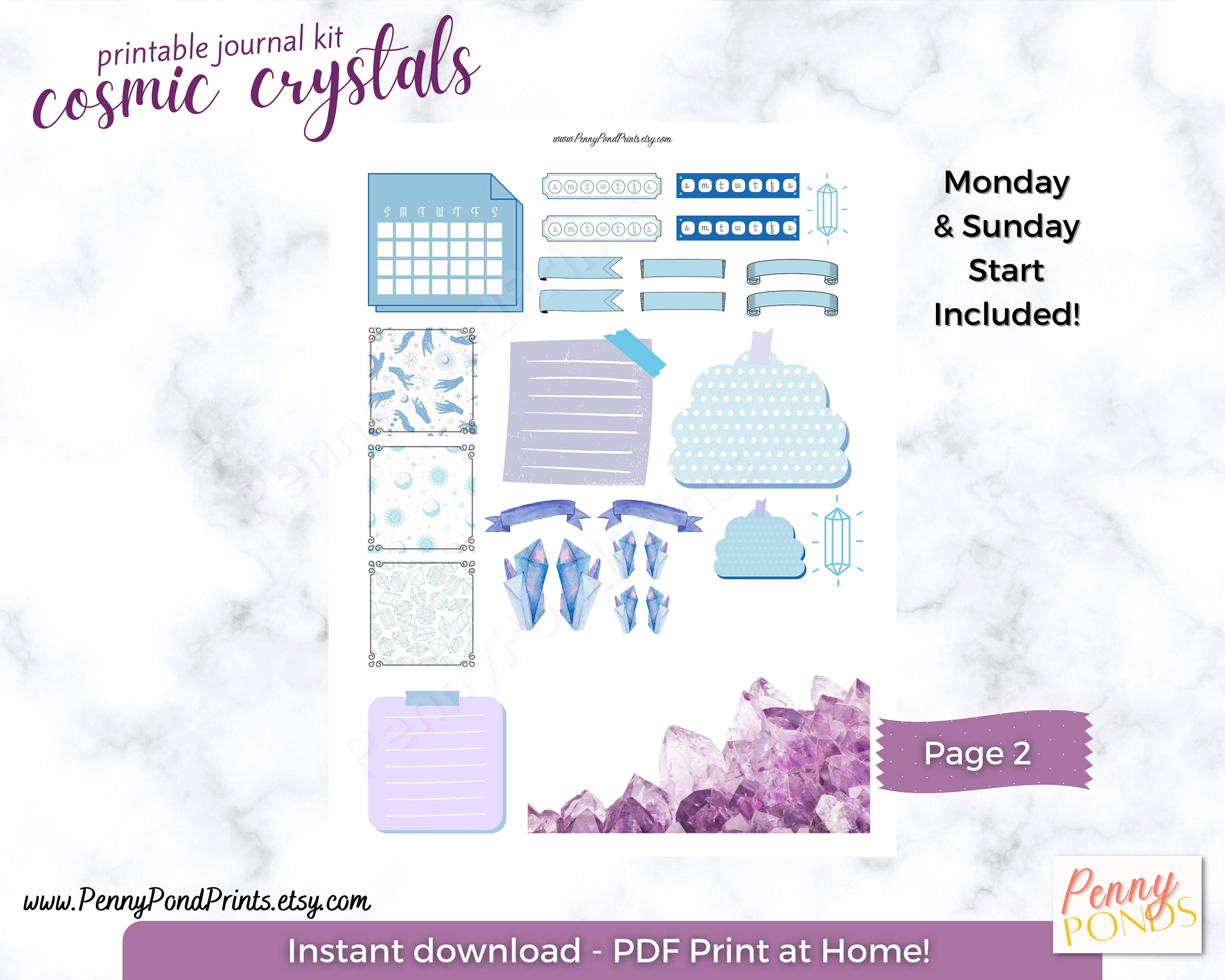 Cosmic Crystals Printable Kit for Bullet Journal, Planners, Junk ...