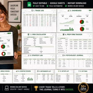 Trading Journal Spreadsheet 2026 | Futures Crypto Log Risk Tracker Sheets bild 1