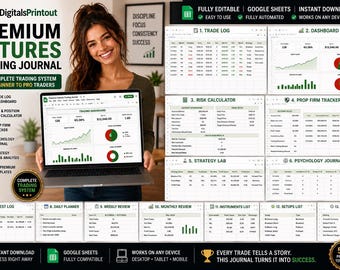 Trading Journal Spreadsheet 2026 | Futures Crypto Log Risk Tracker Sheets