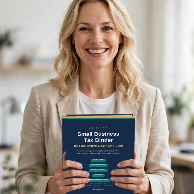 Small Business Tax Binder 2026 | Organizer Deductions Receipts Printable