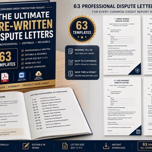 Credit Dispute Letter Templates 2026 | 63 Editable DIY Repair PDF Word