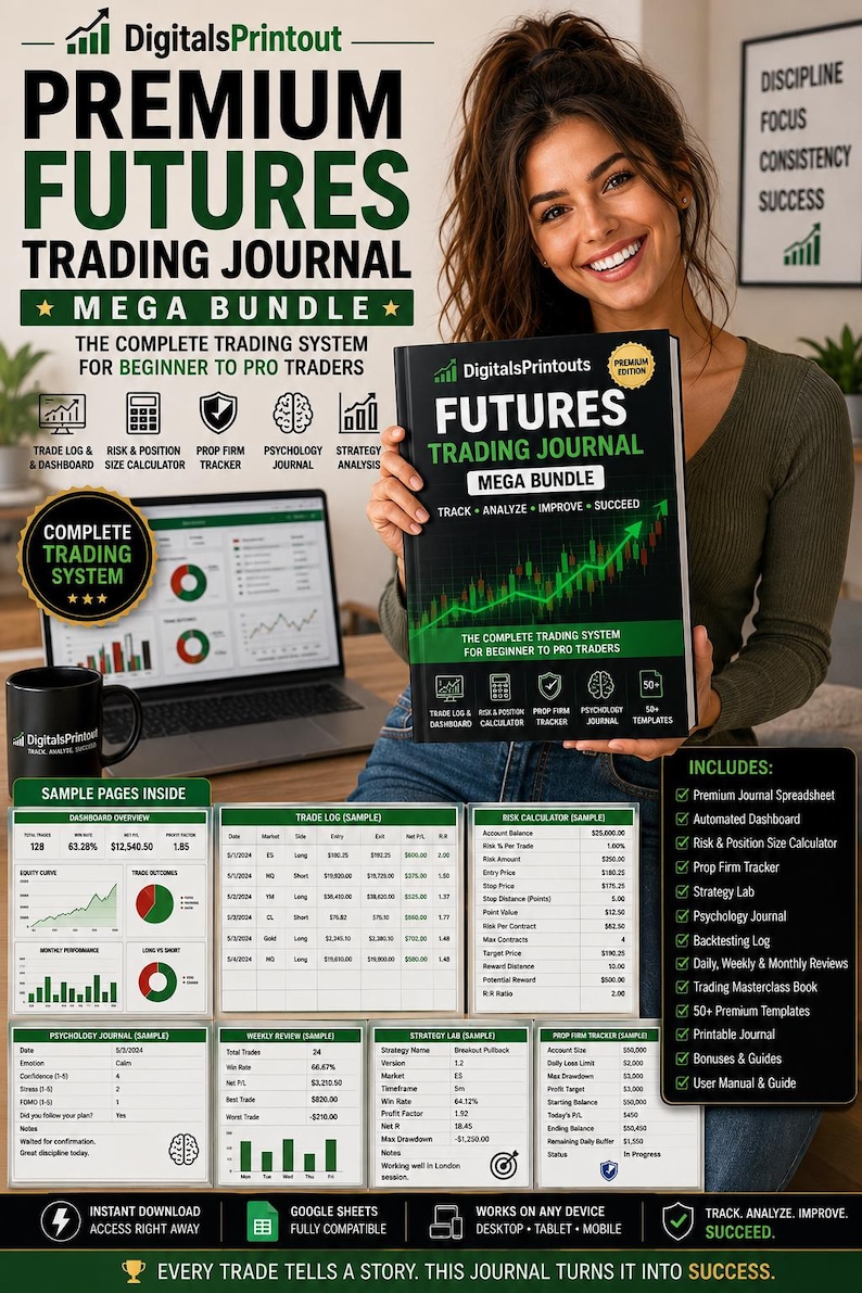 Trading Journal Spreadsheet 2026 | Futures Crypto Log Risk Tracker Sheets bild 3