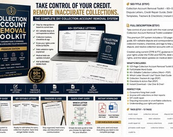 Collection Removal Letters 2026 | Debt Validation Dispute Templates PDF