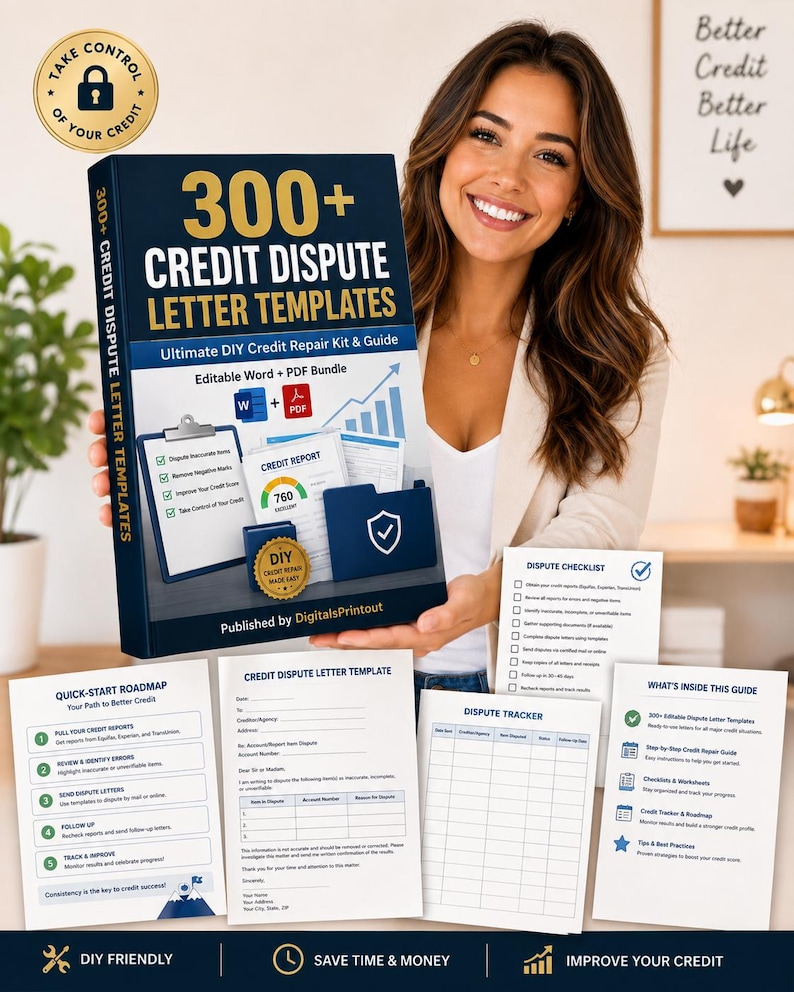 Credit Dispute Letter Kit 2026 | 300+ DIY Repair Templates PDF & Word image 1