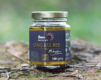 Reiner Bienenhonig - roh, natürlich und köstlich! Höchste Qualität, nachhaltig und ethisch korrektes Superfood! 100g Dunkler Stapel