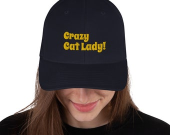 Crazy Cat Lady! - Flexfit Cap. Cat Lover, Baseball / Trucker Style Cap. High Quality Womens Hat.