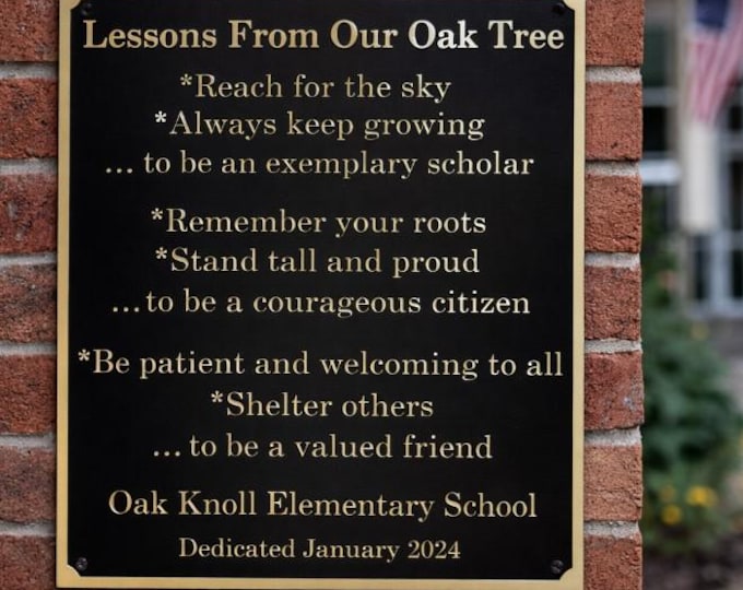 Custom School Dedication Plaque, Brass Commemorative Sign, Educational Motto Plaque, Inspirational Wall Plaque, Personalized Memorial Sign
