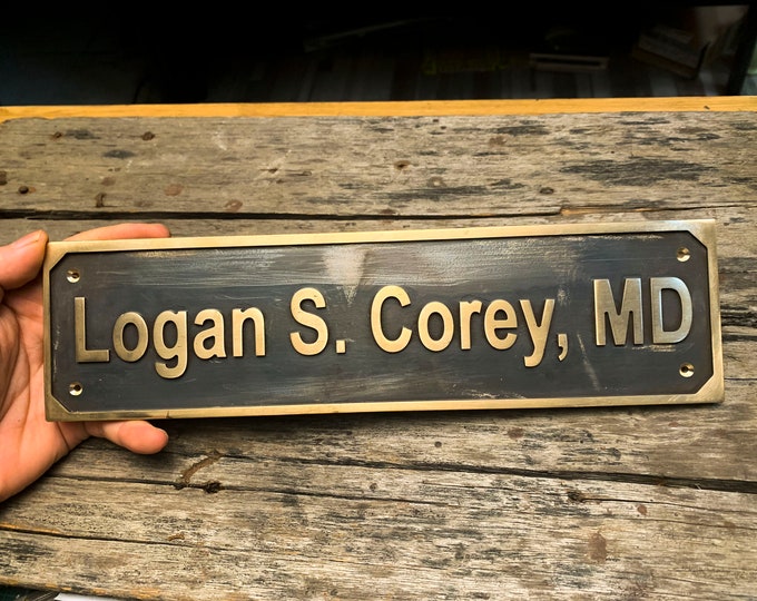 Custom Cast Brass door signs & plaques - Custom language plaques - Custom size plaques - Custom name signs - brass gold finish wall plaques