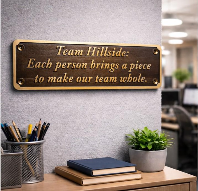 Training Team Rocks Sign Team Motivation Brass Plaque, Custom Office Sign, Solid Brass ...