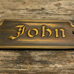 Solid Brass Door Signs 3D,Metal 3D Sculpture- Pantry, Vintage Antique Victorian Cast Brass Metal Embossed Loo Exit Signs Old Style