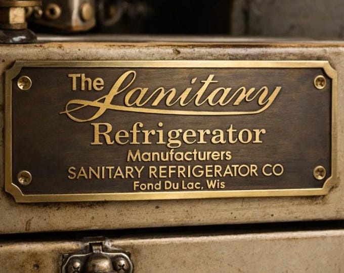 Vintage Industrial Brass Nameplate, Custom Machine Plaque, Antique Equipment Label, Engraved Brass Manufacturer Plate, Retro Workshop Sign