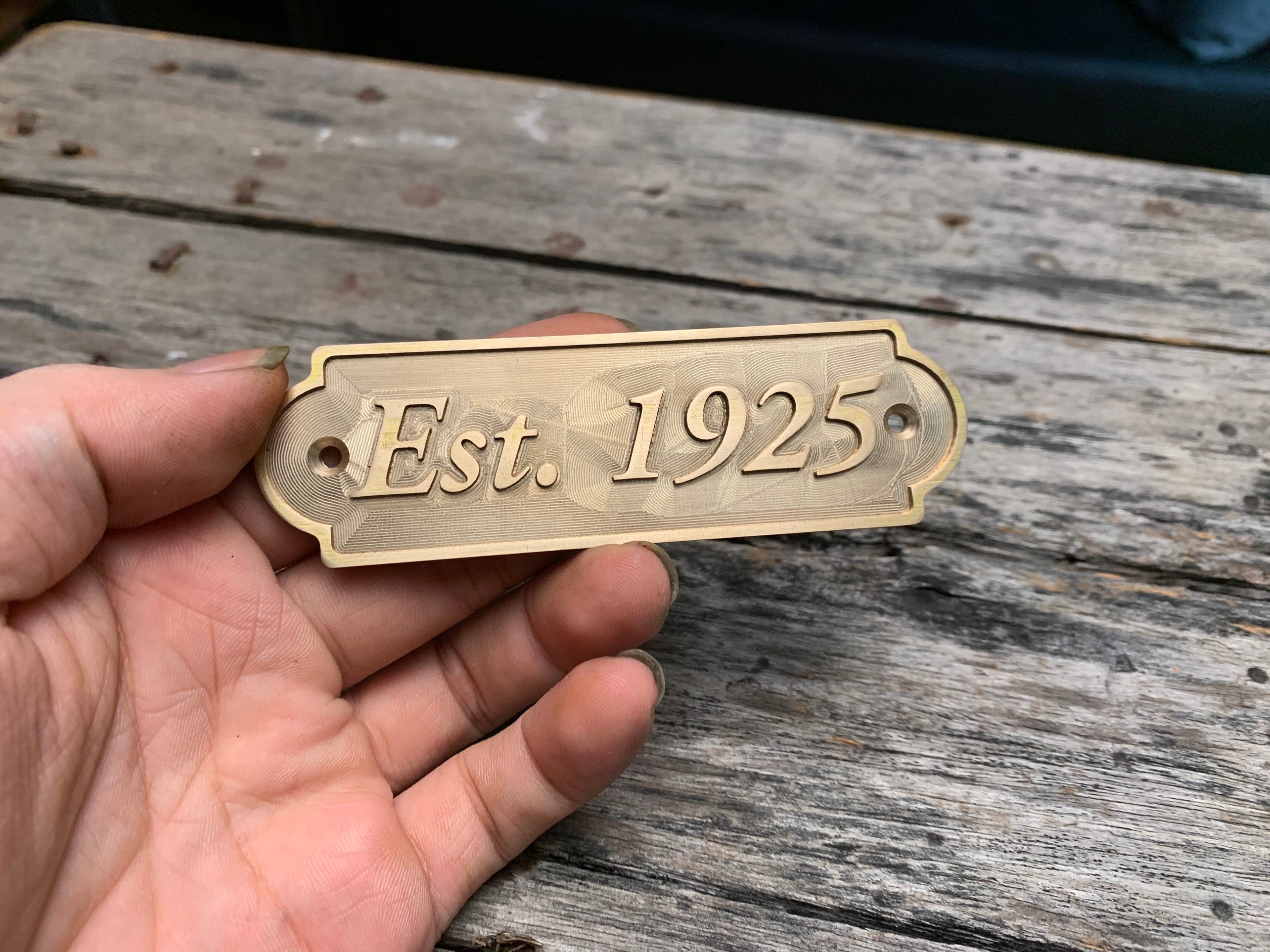 Custom brass sign- Custom date sign - Custom size plaques - Est sign- old antique finish wall and door sign