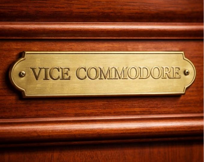 Solid Brass Vice Commodore Sign, Nautical Yacht Club Nameplate, Custom Marine Door Plaque