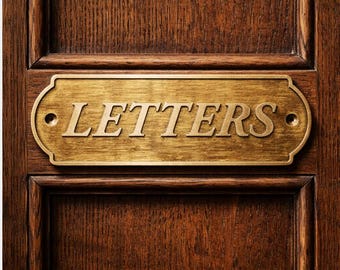Targa in ottone massiccio per fessura della cassetta postale "LETTERE" - Targa vintage per porta, targa in ottone incisa, targa per cassetta postale, targa personalizzata per porta, piccola targhetta in ottone