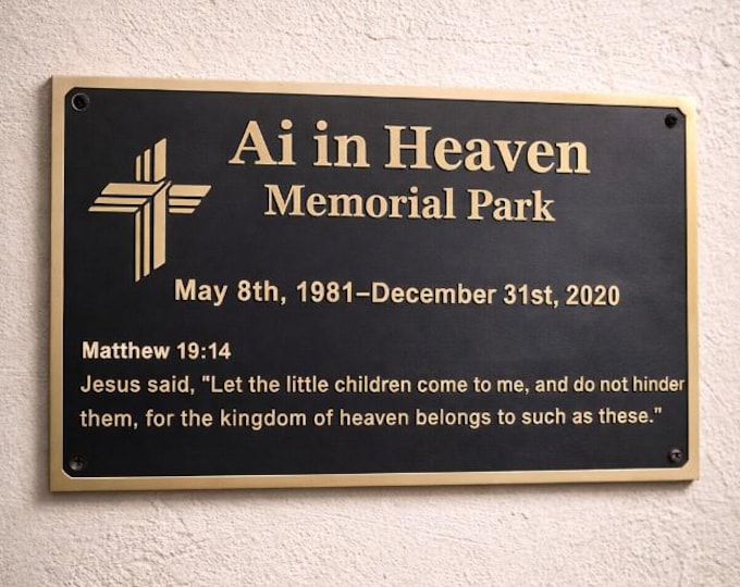 Custom Memorial Plaque with Cross, Personalized Brass Remembrance Sign, Engraved In Loving Memory Plaque, Cemetery or Garden Memorial