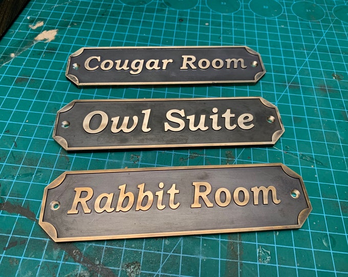 Custom brass sign ,brass , Bronze finish door plaques.