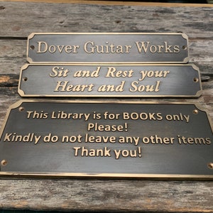 Custom brass sign ,brass , Bronze finish door plaques.