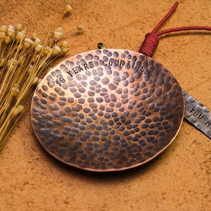 Custom forged copper bowl - 19th anniversary gift - ring display plate - wedding ring holder - jewelry box - wedding gift