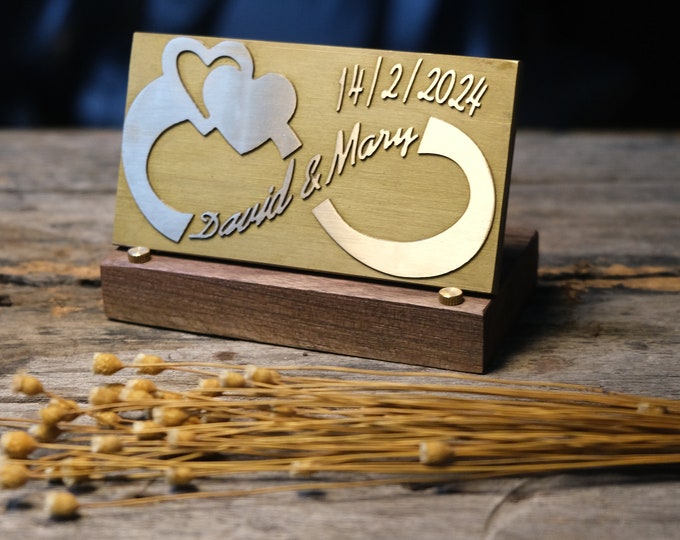 Personalized Bronze Anniversary Gift, Solid Brass Infinity Plaque