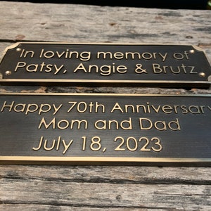 Personalized Brass Plaque - Ideal for Recognition Plaques, Name Plates, and Awards - Perfect for Office, Home, or Garden Decor Sign