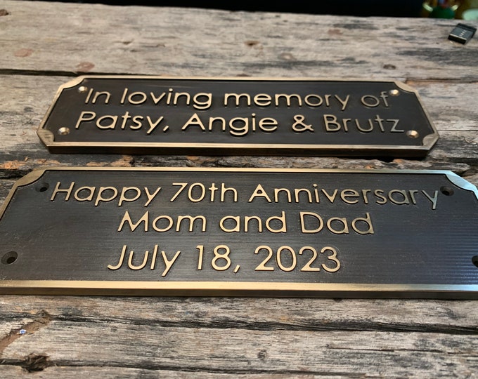 Personalized Brass Plaque - Ideal for Recognition Plaques, Name Plates, and Awards - Perfect for Office, Home, or Garden Decor Sign