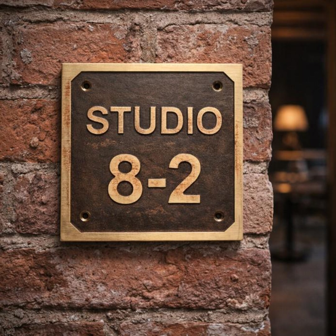 Personalized Brass Studio Sign, Custom Engraved Door Plaque, Solid ...