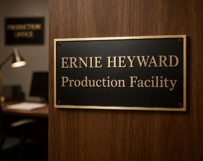 Custom Brass Facility Name Plaque, Industrial Business Sign, Engraved Company Nameplate